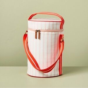 Hearth & Hand Soft Sided Stripped Barrel Bag Cooler W/ Orange Shoulder Strap NWT